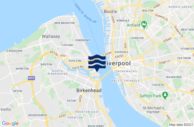 Karte der Gezeiten Liverpool (Alfred Dock), United Kingdom