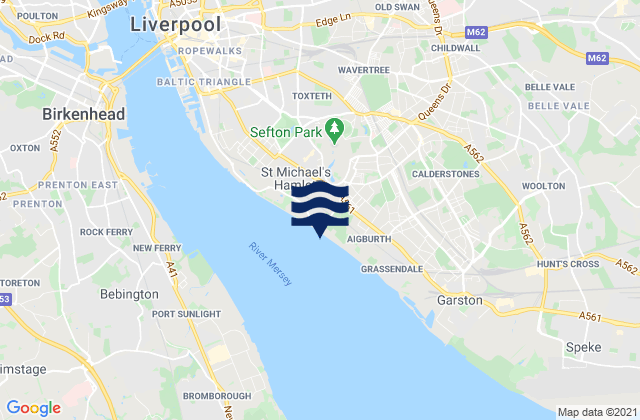 Karte der Gezeiten Liverpool, United Kingdom