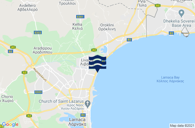 Karte der Gezeiten Livádia, Cyprus