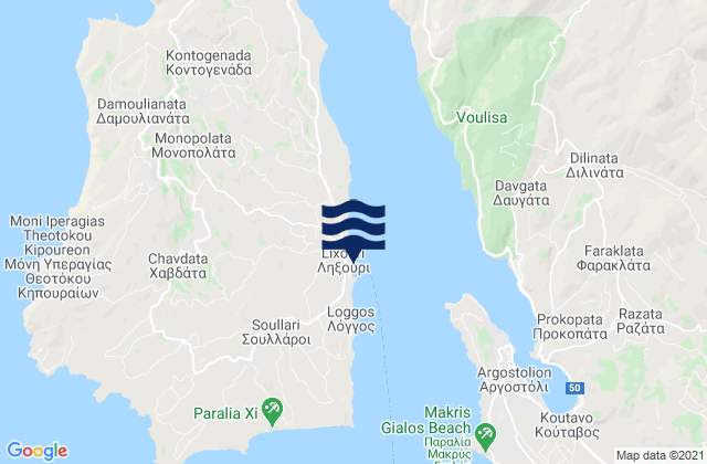 Karte der Gezeiten Lixoúri, Greece