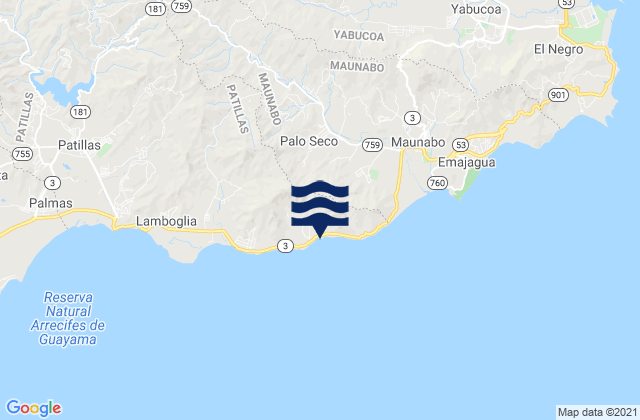 Karte der Gezeiten Lizas Barrio, Puerto Rico