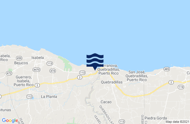 Karte der Gezeiten Llanadas Barrio, Puerto Rico