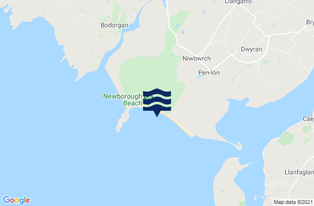 Karte der Gezeiten Llanddwyn Beach, United Kingdom