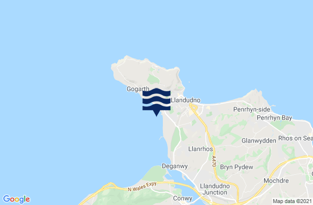 Karte der Gezeiten Llandudno - West Shore Beach, United Kingdom