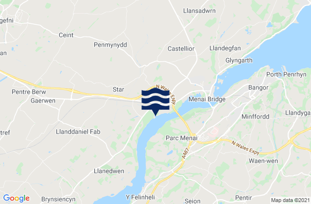 Karte der Gezeiten Llanfairpwllgwyngyll, United Kingdom