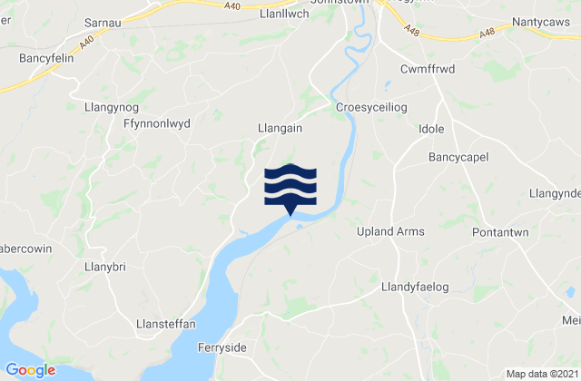 Karte der Gezeiten Llangain, United Kingdom