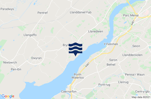 Karte der Gezeiten Llangefni, United Kingdom