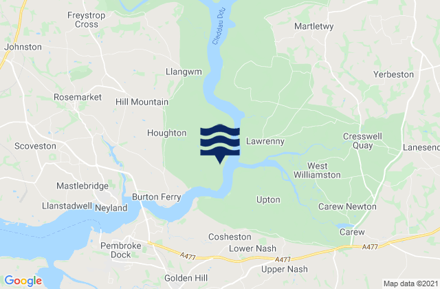 Karte der Gezeiten Llangwm, United Kingdom