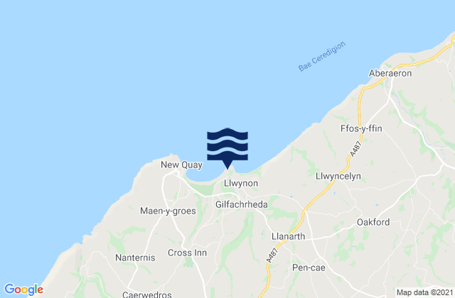 Karte der Gezeiten Llanina Beach, United Kingdom