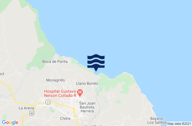 Karte der Gezeiten Llano Bonito, Panama