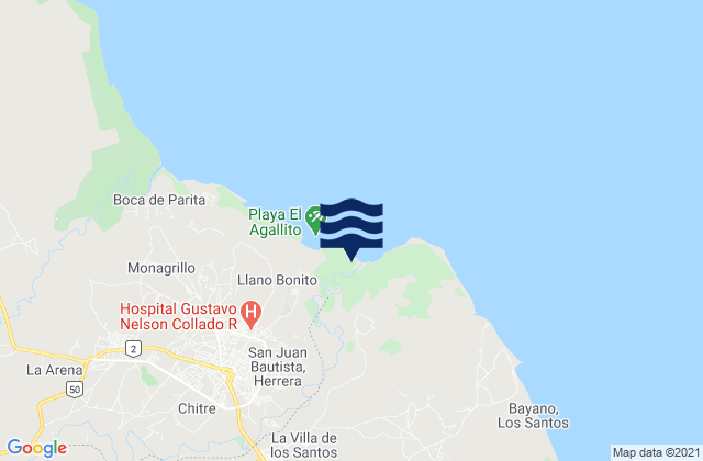 Karte der Gezeiten Llano Largo, Panama