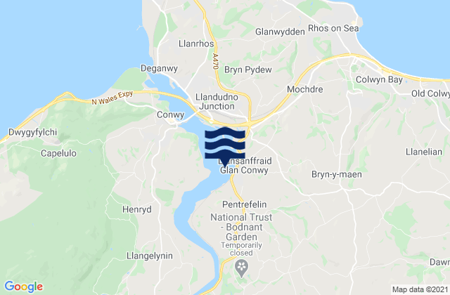 Karte der Gezeiten Llansantffraid Glan Conwy, United Kingdom