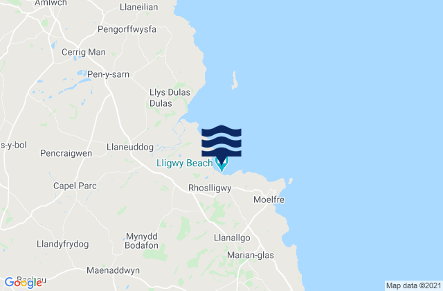 Karte der Gezeiten Lligwy Bay Beach, United Kingdom