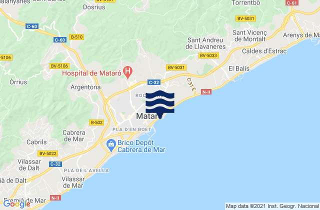 Karte der Gezeiten Llinars del Vallès, Spain
