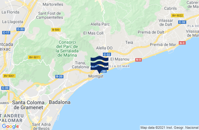 Karte der Gezeiten Lliçà de Vall, Spain