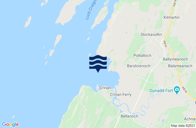Karte der Gezeiten Loch Crinan, United Kingdom