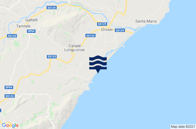 Karte der Gezeiten Loculi, Italy