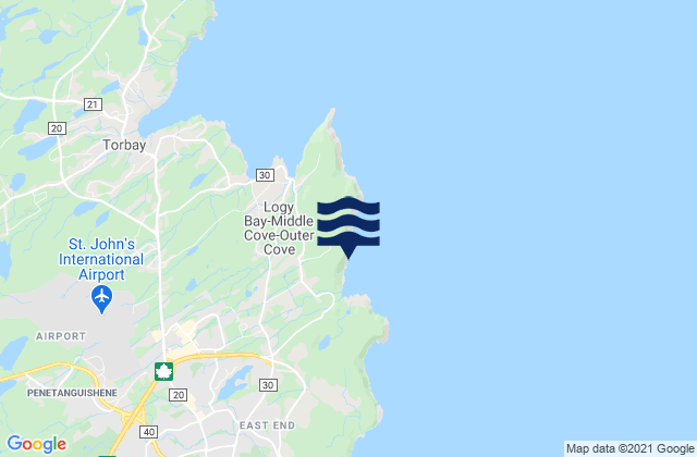 Karte der Gezeiten Logy Bay, Canada