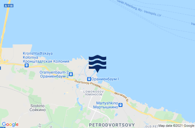 Karte der Gezeiten Lomonosov, Russia