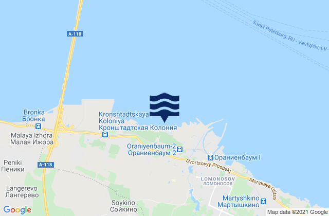 Karte der Gezeiten Lomonosovskiy Rayon, Russia