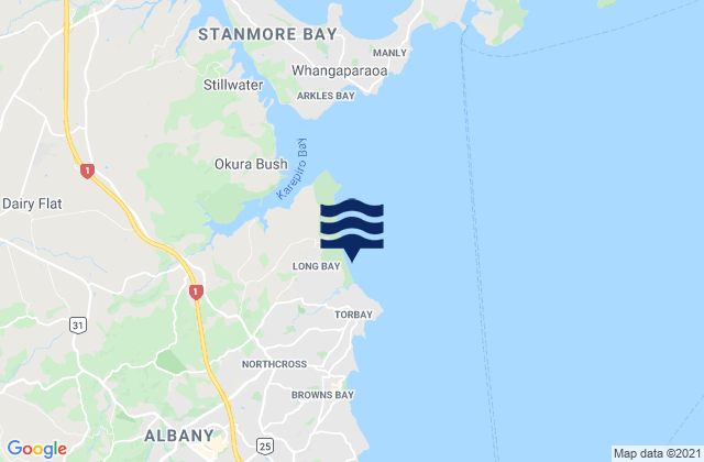 Karte der Gezeiten Long Bay, New Zealand