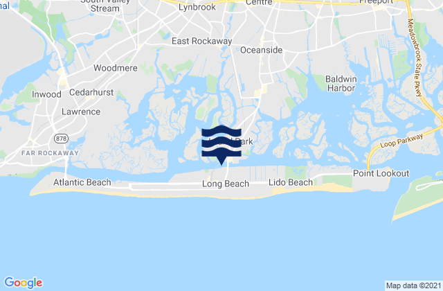 Karte der Gezeiten Long Beach inside between bridges, United States