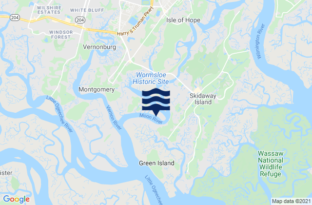 Karte der Gezeiten Long Island south of Skidaway River, United States