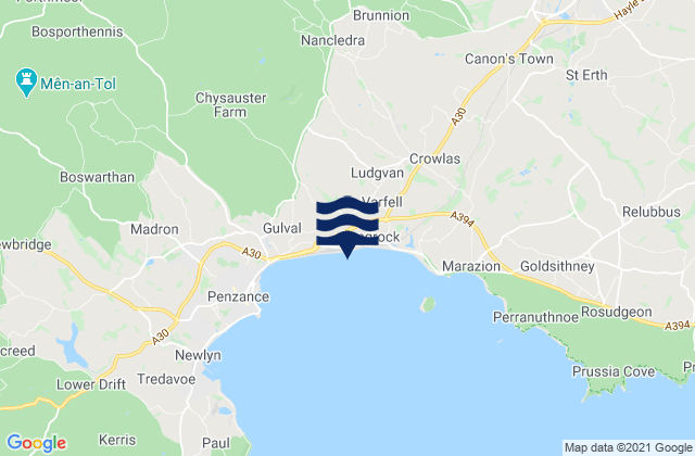 Karte der Gezeiten Long Rock Beach, United Kingdom