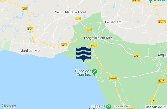 Karte der Gezeiten Longeville-sur-Mer, France