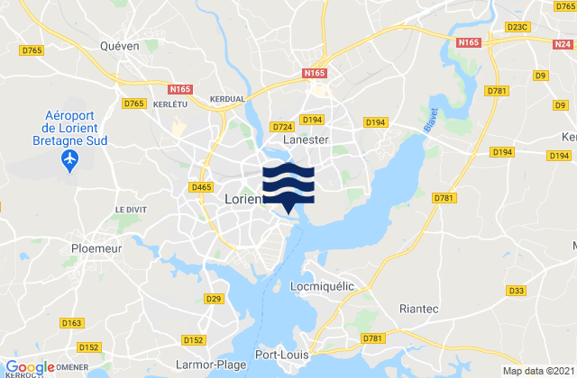 Karte der Gezeiten Lorient (Arsenal), France