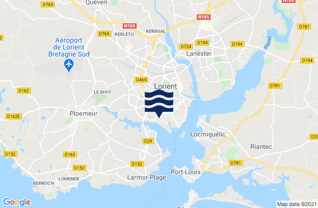 Karte der Gezeiten Lorient, France