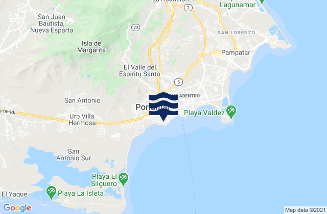 Karte der Gezeiten Los Cocos, Venezuela