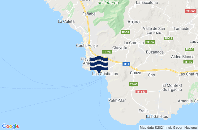 Karte der Gezeiten Los Cristianos (Tenerife), Spain
