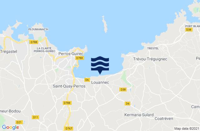 Karte der Gezeiten Louannec, France