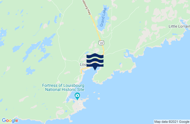 Karte der Gezeiten Louisbourg, Canada