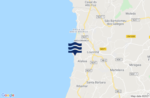 Karte der Gezeiten Lourinhã, Portugal