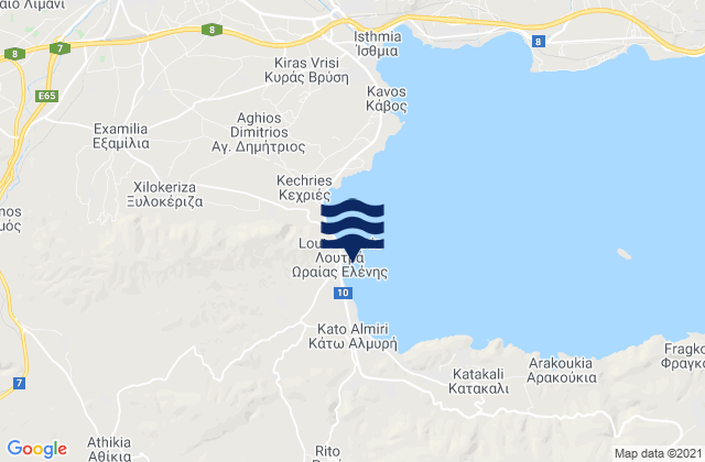 Karte der Gezeiten Loutrá Oraías Elénis, Greece