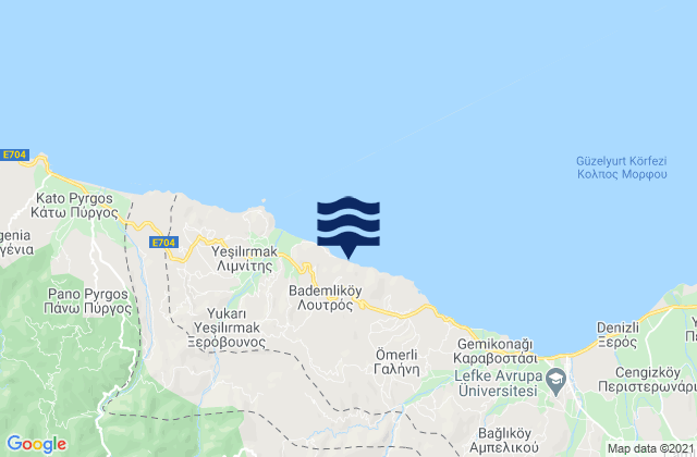 Karte der Gezeiten Loutrós, Cyprus