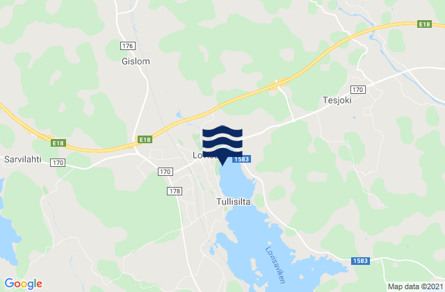Karte der Gezeiten Lovisa, Finland