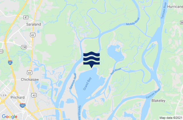 Karte der Gezeiten Lower Bryant Landing, Tensay River, United States