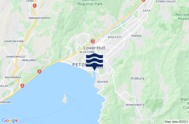 Karte der Gezeiten Lower Hutt, New Zealand
