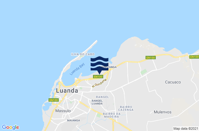 Karte der Gezeiten Luanda Province, Angola