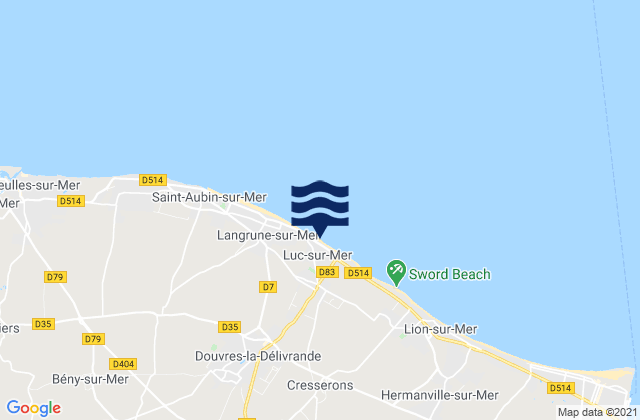 Karte der Gezeiten Luc-sur-Mer, France