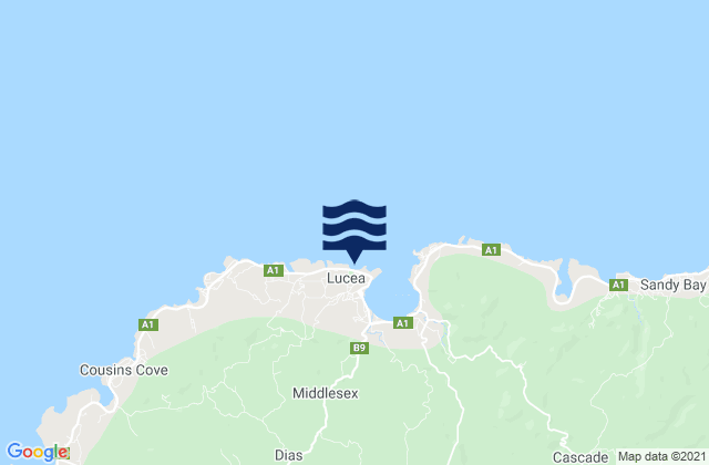 Karte der Gezeiten Lucea, Jamaica