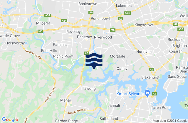 Karte der Gezeiten Lugarno, Australia
