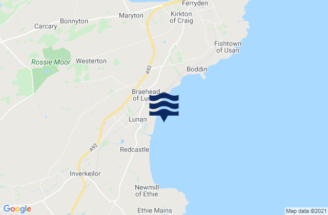 Karte der Gezeiten Lunan Bay, United Kingdom