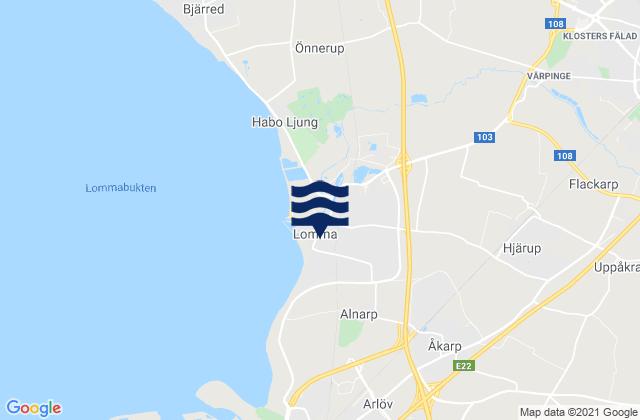 Karte der Gezeiten Lunds Kommun, Sweden