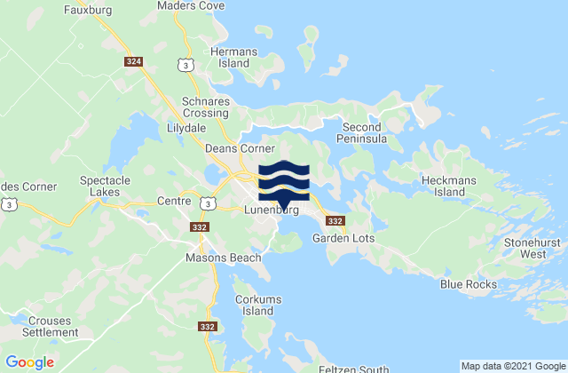 Karte der Gezeiten Lunenburg, Canada