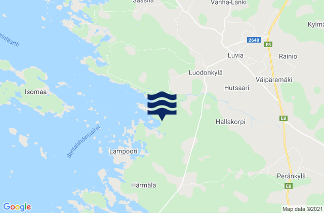 Karte der Gezeiten Luvia, Finland