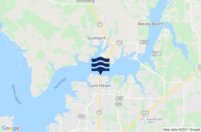Karte der Gezeiten Lynn Haven (North Bay), United States